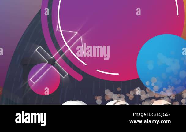 Composition of red curve curved colourful music stave and notes over ...