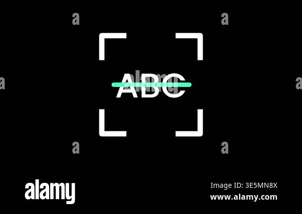 This visual displays a white text box containing letters ABC focused ...