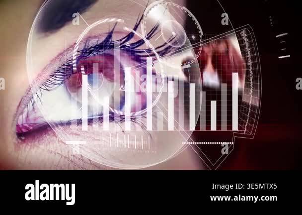 Animation of round scanner and data processing over close up of a ...