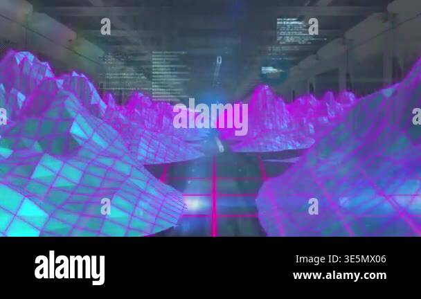 Animation of light spot and data processing over metaverse structures ...