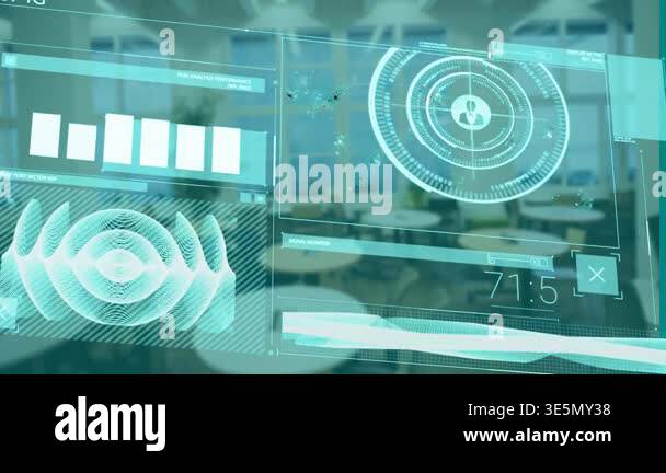 Displaying animation of data analytics and network connections in ...