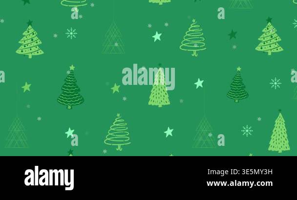 Animation of christmas trees and santa in sleigh with reindeer on ...