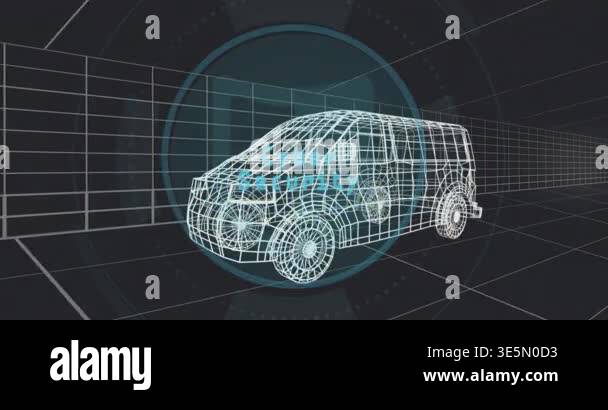 Displaying 3D wireframe SUV model inside virtual design workspace, with ...