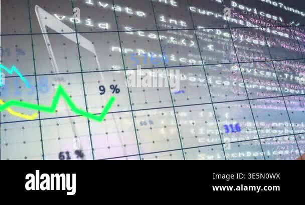 Animation of statistical data processing over grid network against grey ...