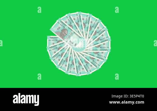 Green Ruppe Note 50 Rupee Indian note rotation with green screen background Stock Video ...