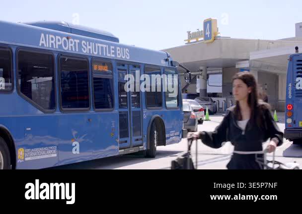 Fort Lauderdale, FL, USA - March 26, 2026: Airport shuttle bus at ...