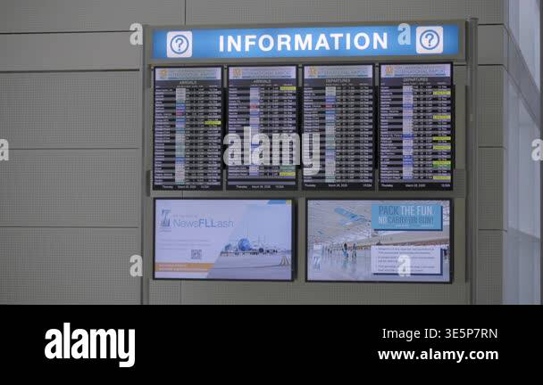 Fort Lauderdale, FL, USA - March 26, 2026: Flight information display ...