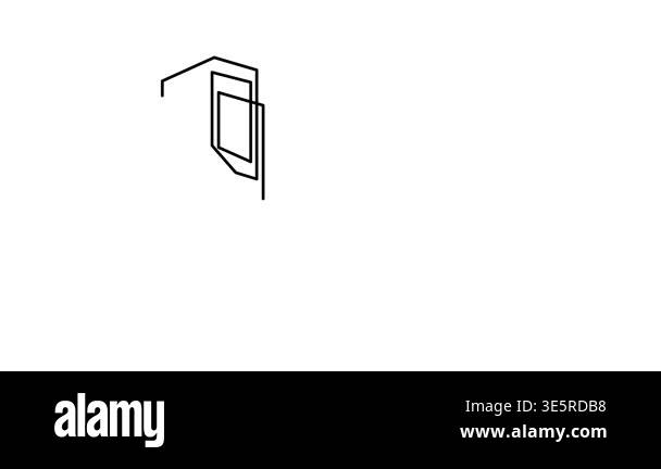 Animated self drawing of continuous line draw Modern house, for any ...