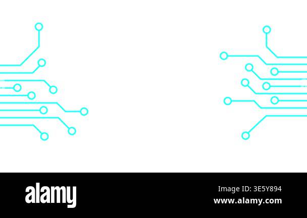 blue and green line circuit board icon isolated on white background ...