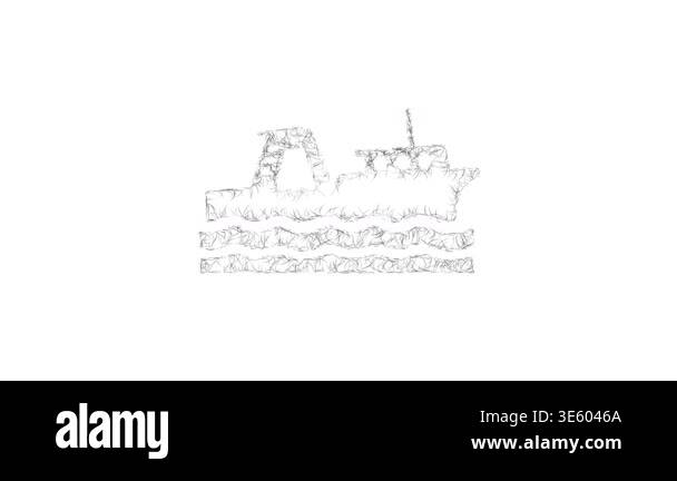 Sketch style minimal research vessel icon animation - smooth ...