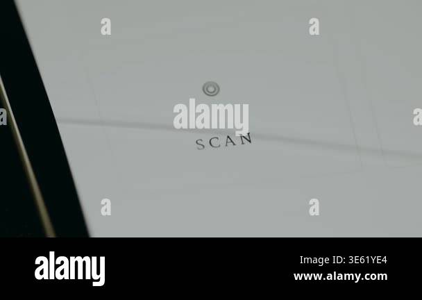 Finger taps the SCAN button within a user interface Stock Video Footage ...