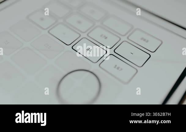 Data analysis visualization with a magnifying glass scanning a grid to ...