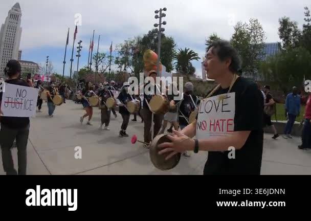 Los Angeles, California, USA, March 28, 2026: Protesters hold signs ...
