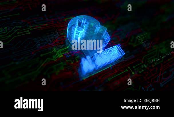 AI agent artificial intelligence colored symbol concept. Network, cyber ...