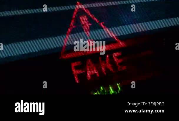 Fake news alert symbol technology display concept. Abstract sign on ...