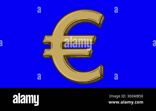 Hand drawn euro symbol animation with dark fill and cross hatching ...