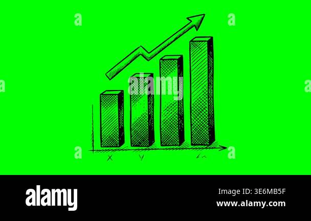 Animated hand drawn bar chart showing financial growth and success with ...