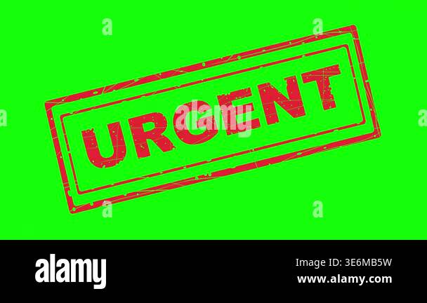 professional 2d animation of a red urgent rubber stamp hitting the ...