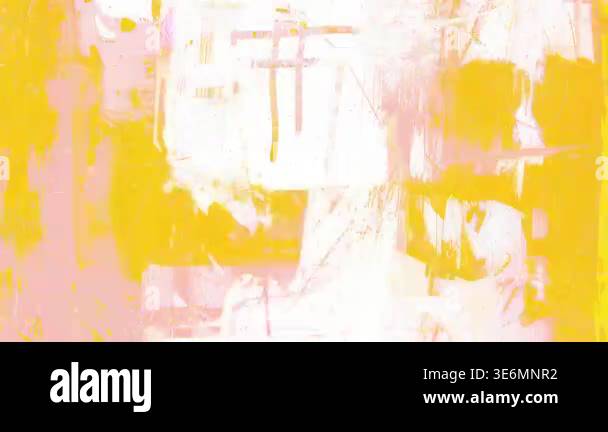 Abstract bright yellow and white painted texture with soft brush ...
