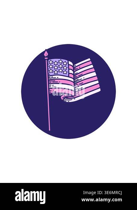 splitting effect animation of tattoo style image of the american flag ...