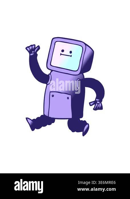 spinning motion animation of vector gradient illustration cartoon robot ...