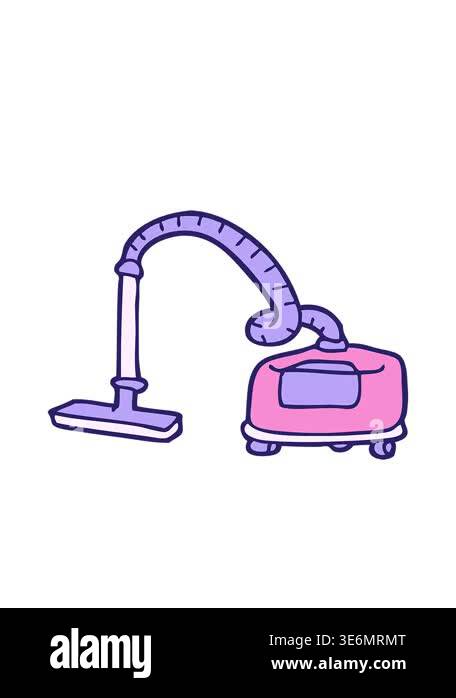 bobbing motion animation of hand drawn doodle style cartoon vacuum ...