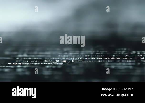 Abstract blurred digital interface surface with shallow focus, dark ...