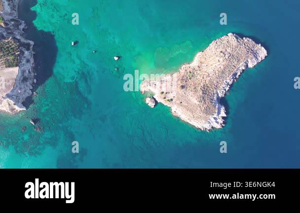 Aerial drone shot.View of famous beach in the summer, Crete, Greece ...