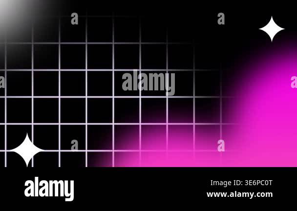 Glowing pink nebula clouds illuminate a sharp white grid on a dark ...
