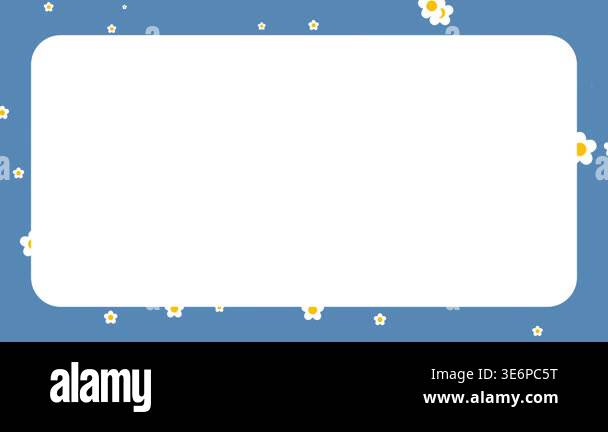 A large white rounded rectangle is centered on a blue background that ...
