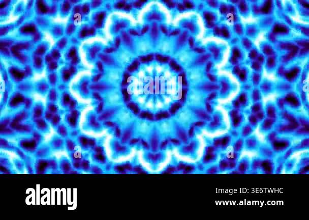 4K Blue kaleidoscope loop background. Abstract light blue and dark blue ...