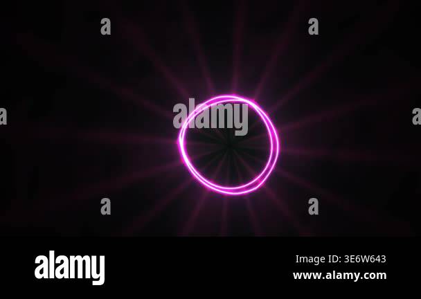 Glowing neon pink circle on black background Stock Video Footage - Alamy