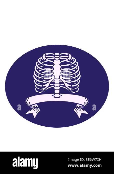bobbing motion animation of tattoo style icon with banner of a rib cage ...