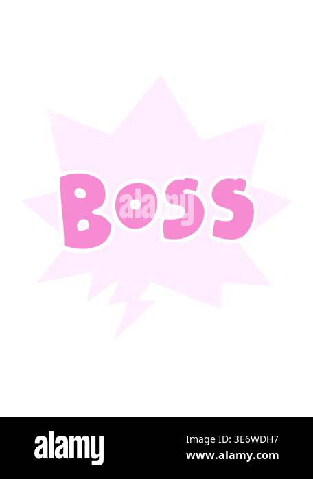 vibrating motion animation of cartoon word boss with speech bubble in ...