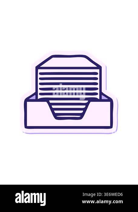 popping motion animation of sticker of a cute cartoon stack of office ...