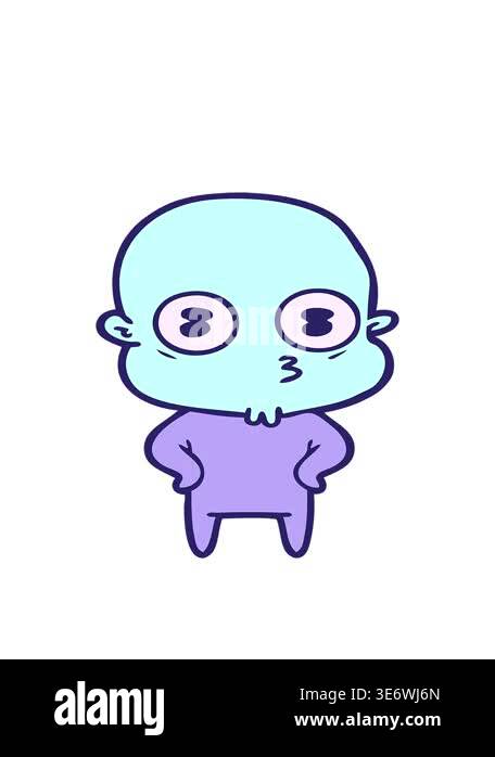 bobbing motion animation of cartoon weird bald spaceman Stock Video ...