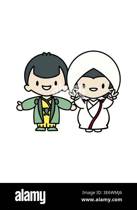 popping motion animation of Happy Japanese couple celebrating their ...