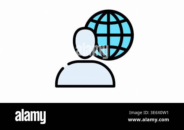 global globe icon, outline style Stock Video Footage - Alamy
