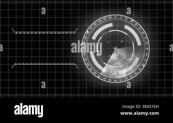 Futuristic radar HUD interface animation seamless loop cloud smoke ...