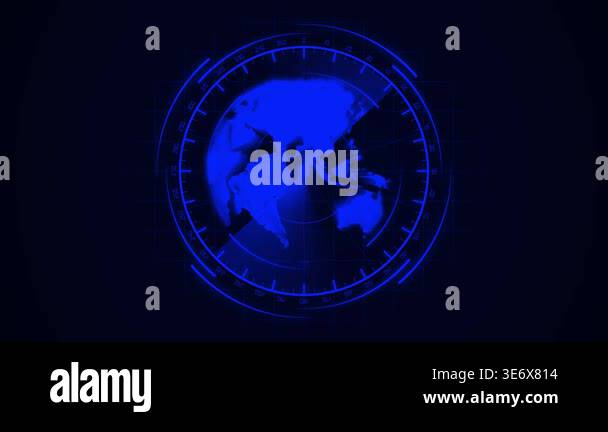 Animated global network radar futuristic digital earth interface 4k ...