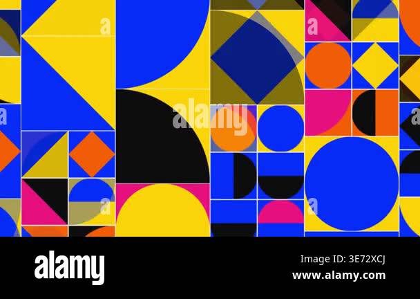 Colorful abstract geometric grid animation with dynamic morphing shapes ...