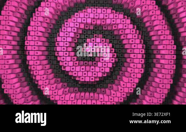 Pink and black 3d geometric blocks pulsating in a spiral pattern ...