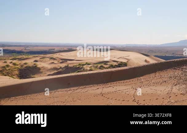 Sand Dunes Aerial View With Footprints, Golden Light, Field Scientist ...