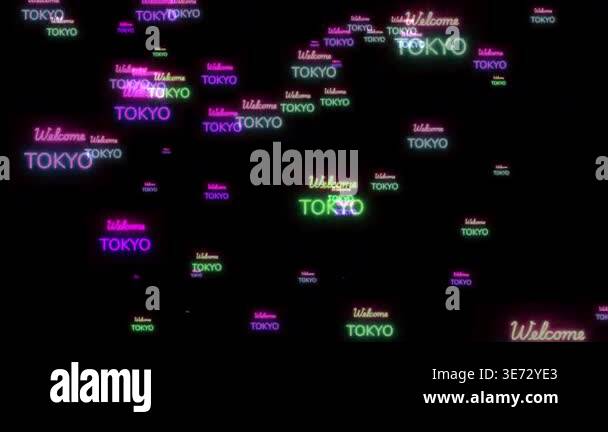 Welcome Tokyo Neon Signs Collage Glowing Nighttime Travel Greeting ...