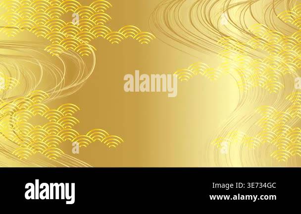 Golden Traditional Japanese Wave Pattern Abstract Motion Background ...