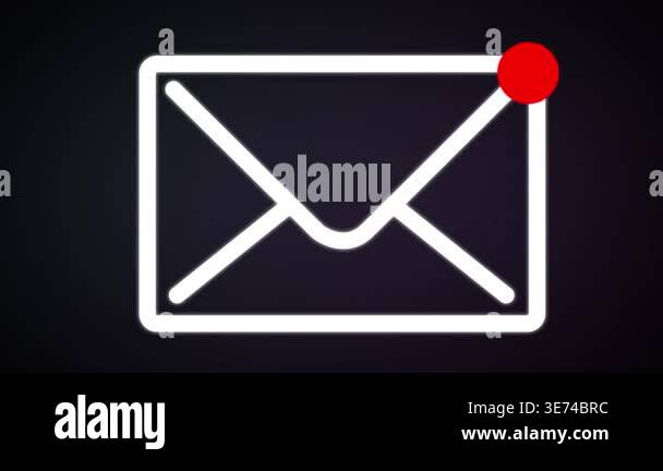 Modern animated message box icon with red notification badge and new ...