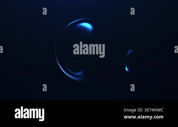 Abstract blue liquid forms flowing on dark background with glossy ...