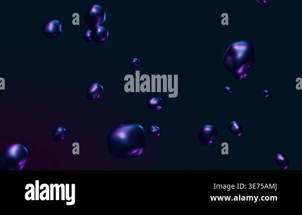 4K abstract 3D animation of metallic spheres with fluid motion drifting ...
