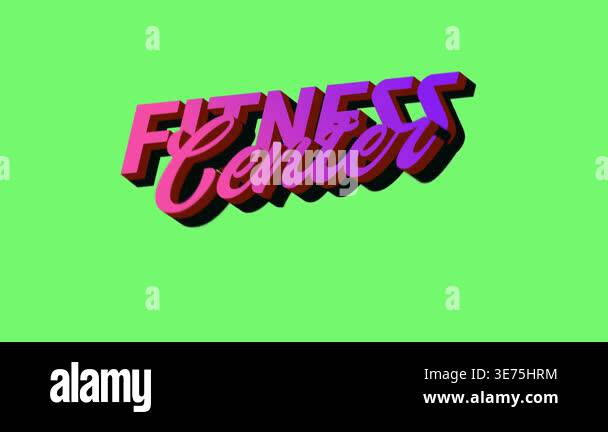 Modern fitness center motion text animation featuring bold 3D gradient ...