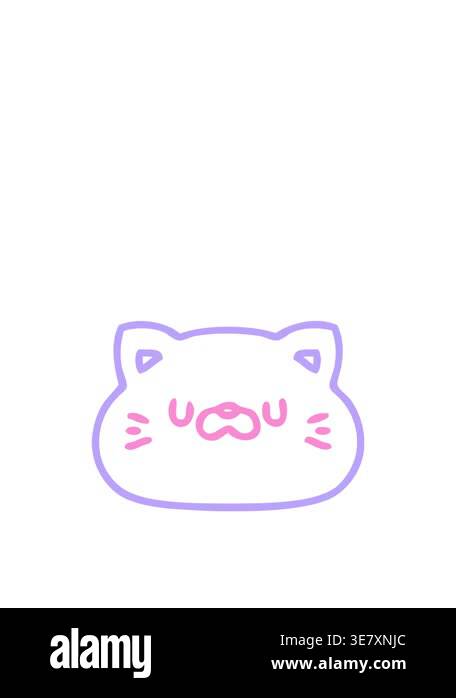 jumping motion animation of line doodle of a cute little cat face icon ...